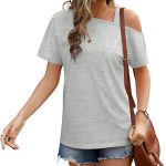 JINKESI Women's Short Sleeve Tunic Tops Casual Summer Cold Shoulder Blouse Shirts